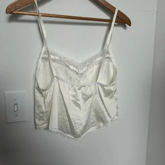 Vintage White Lace nylon Cami Top Cottagecore Fairycore glam coquette M - Picture 6 of 6